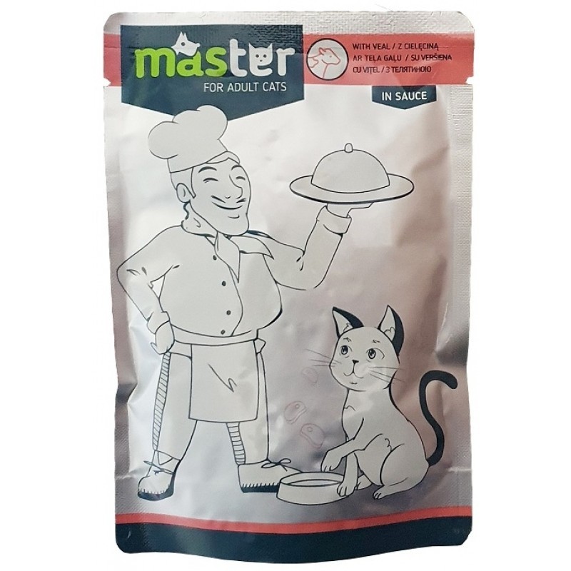 Master Cat Pouch Veal Meat in sauce 80g