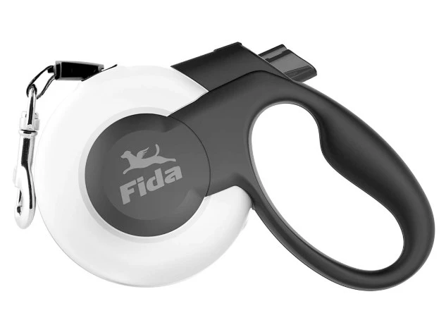MARS RETRACTABLE CORD LEASHES - Small, Black & White
