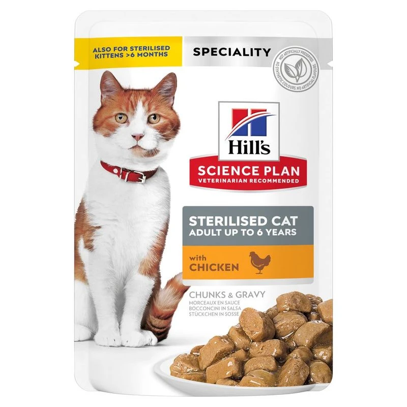 Hill's Science Plan Sterilised  Adult Cat Food with Chicken Pouch 85 g