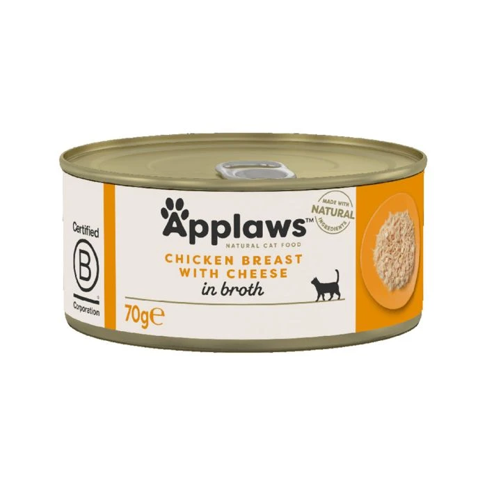 Applaws Chicken Breast with Cheese in Broth Canned Cat Food - 70 g