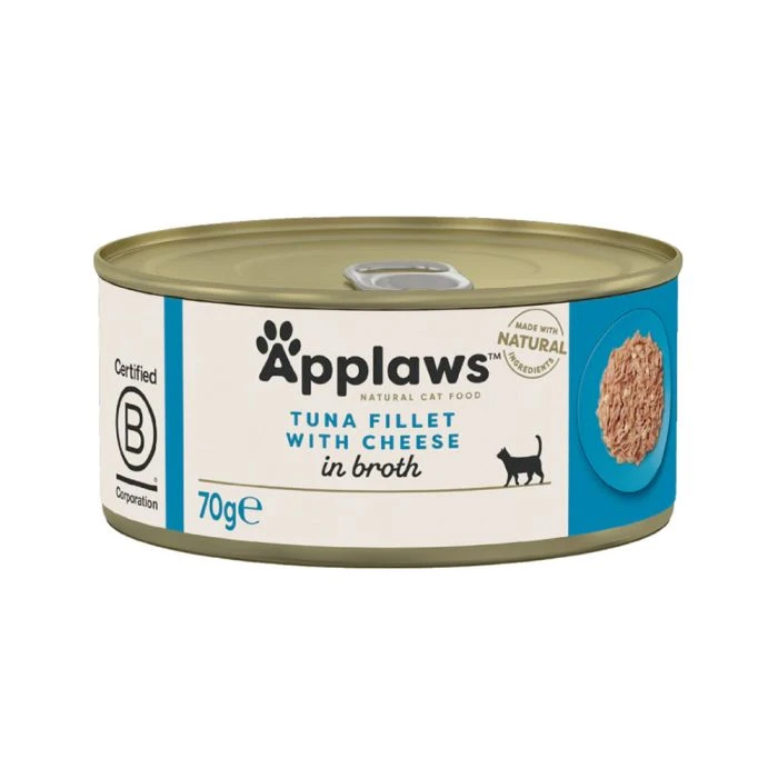 Applaws Tuna Fillet with Cheese in Broth Canned Cat Food - 70g