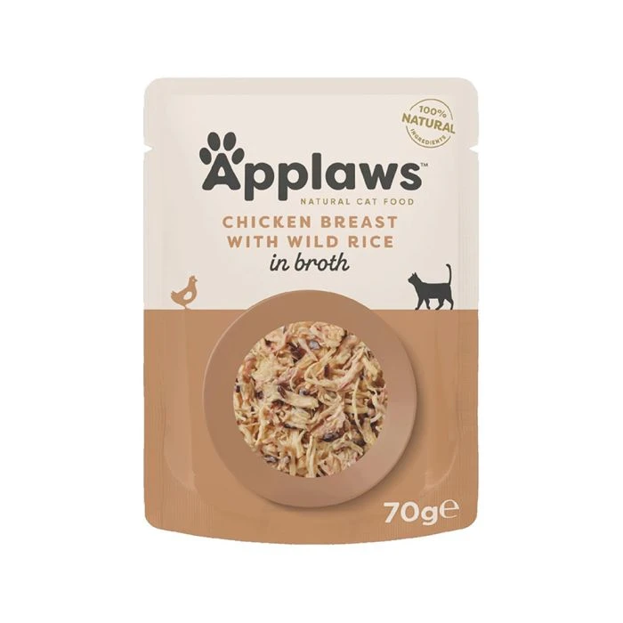 Applaws Chicken Breast with Wild Rice in Broth Cat Food Pouch - 70g