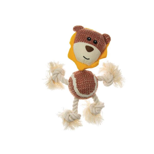 CHENILLE-ROPE AND TENNIS BALL LION WITH SQUEAKER - AVC Pet Store