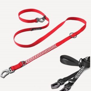 Dogness Reflective Multi-Functional Leash Red Xs-S - AVC Pet Store