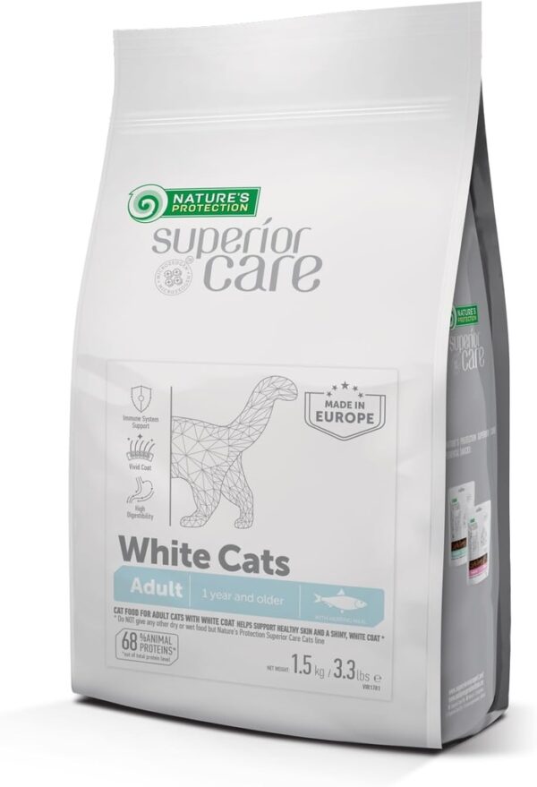 Nature's Protection Superior Care For White Cats with Herring Adult